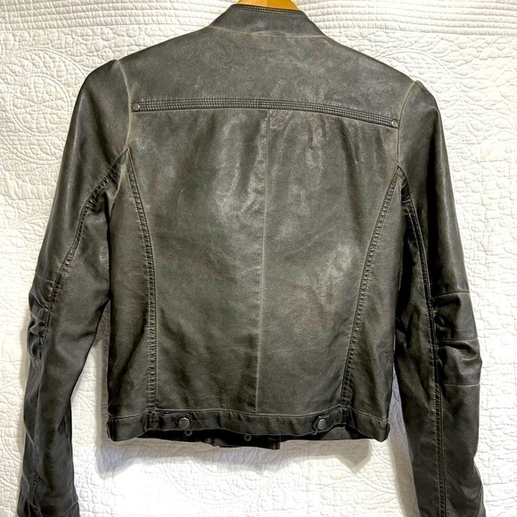 BLU PEPPER Moto Faux Leather Jacket Grey, Size Small - Picture 2 of 16